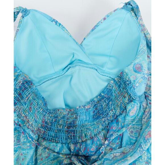 Jordache Babydoll Halter Top Large Festival Paisley Boho Y2K Fairy Forest Mesh - Picture 8 of 10